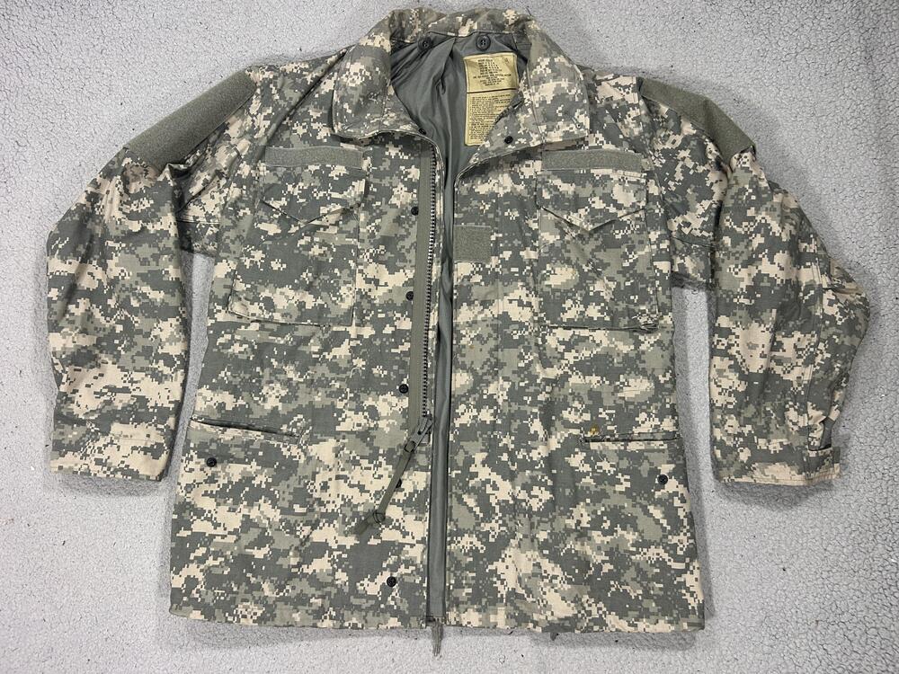 Golden Mfg Co Jacket Mens Medium Green Camo Hooded Cold Weather Field Army